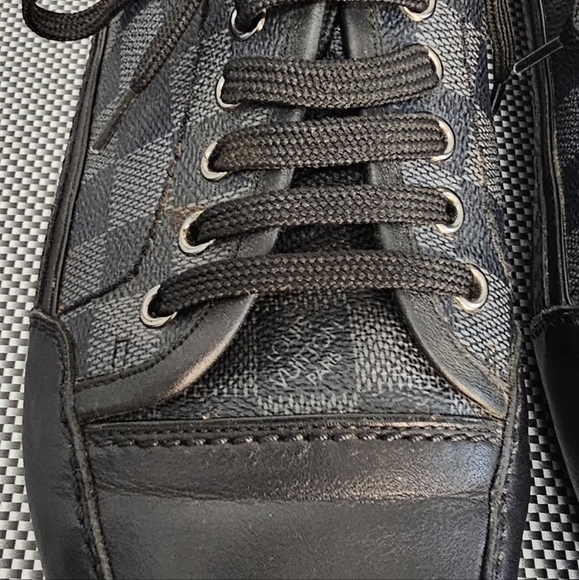 LOUIS VUITTON Men's Damier Graphite LV Logo Cap Toe Low-Top Sneakers Size 10.5 - Picture 6 of 16